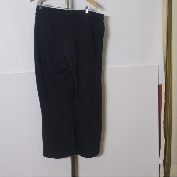 Joe Fresh fleece navy blue pant with 3 button detail at leg hems. Drawstring. - Picture 3 of 5